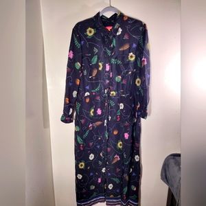 Vilagallo Floral Long Sleeve Dress - Black Multicolor